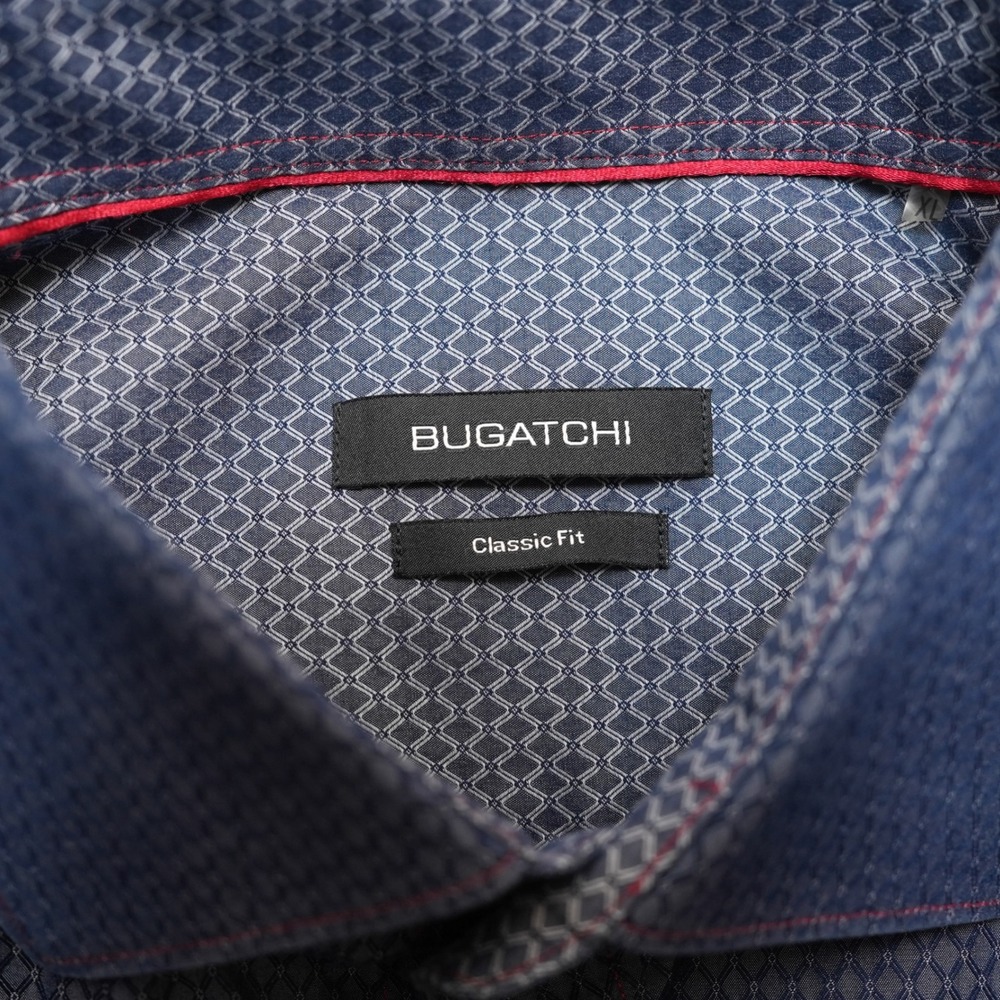 Bugatchi Button Up Mens XL Blue Geometric Long Sleeve Classic Fit Shirt - Picture 7 of 16